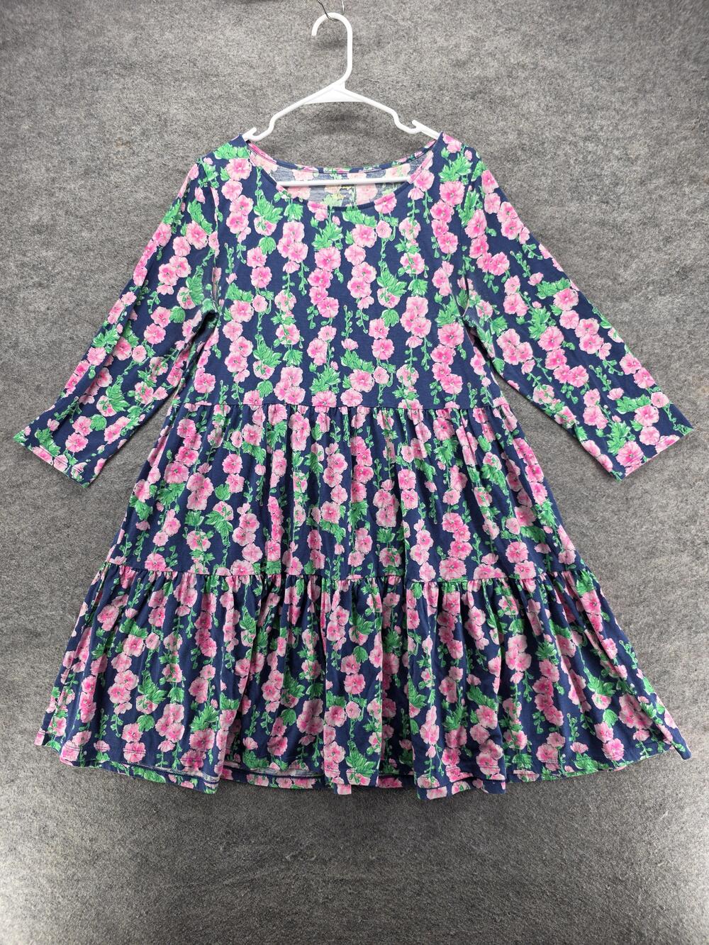 Lilly Pulitzer Dress Womens XL Blue Short Trapeze & Swing 3/4 Sleeve Ruffle